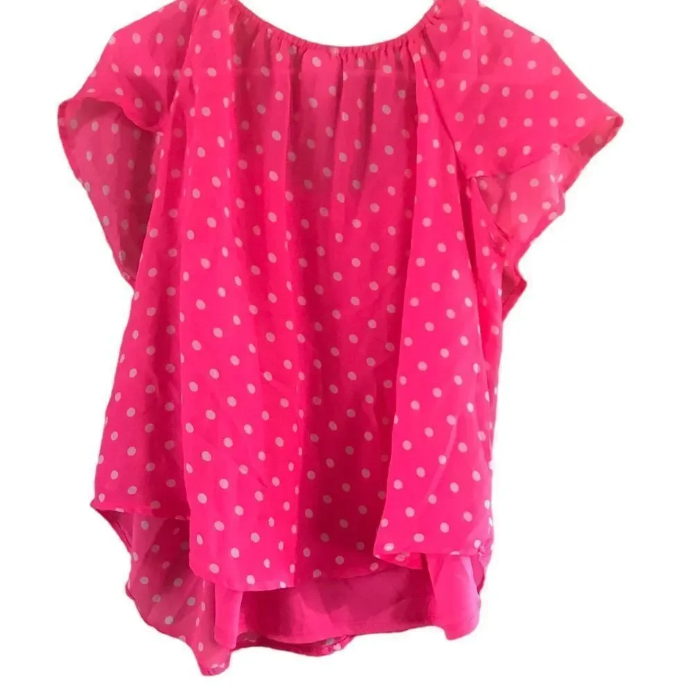 Justice size 18 pink with white polkadot blouse
